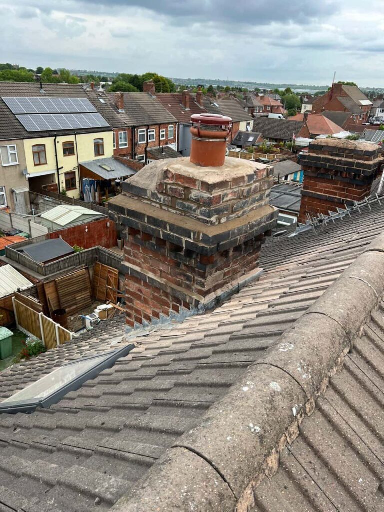 This is a photo taken from a roof which is being repaired by LJ Roofing Abingdon it shows a street of houses, and their roofs